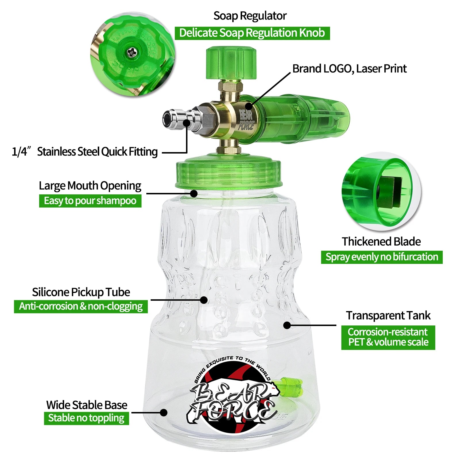 Green Aluminum Foam Lance Car Wash